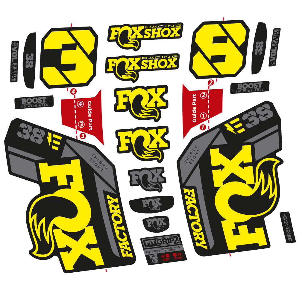 Aufkleber Fox 38 E-Bike 2021, Gabel 29, Fahrradaufkleber Vinyl