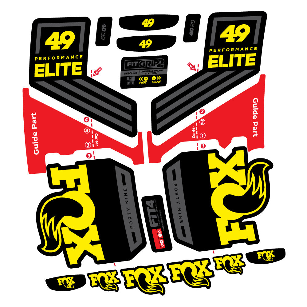 Aufkleber Fox 49 Performance Elite 2019, Gabel 29, Fahrradaufkleber Vinyl
