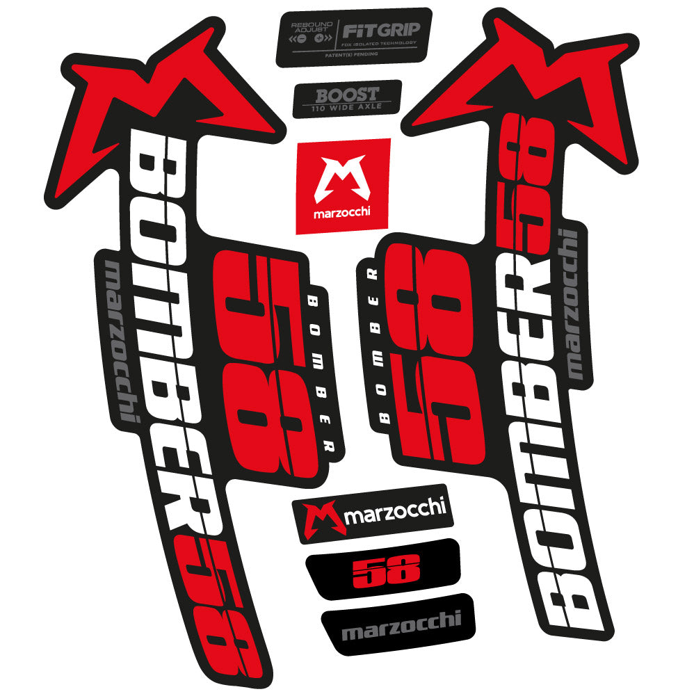 Aufkleber Marzocchi Bomber 58 2019-2020, Gabel 29, Fahrradaufkleber Vinyl