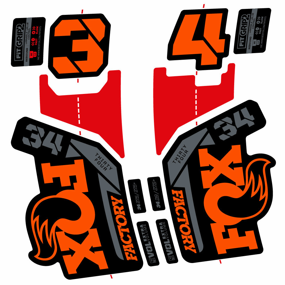 Decal Fox 34 Factory 2021, Fork 29, bike sticker vinyl