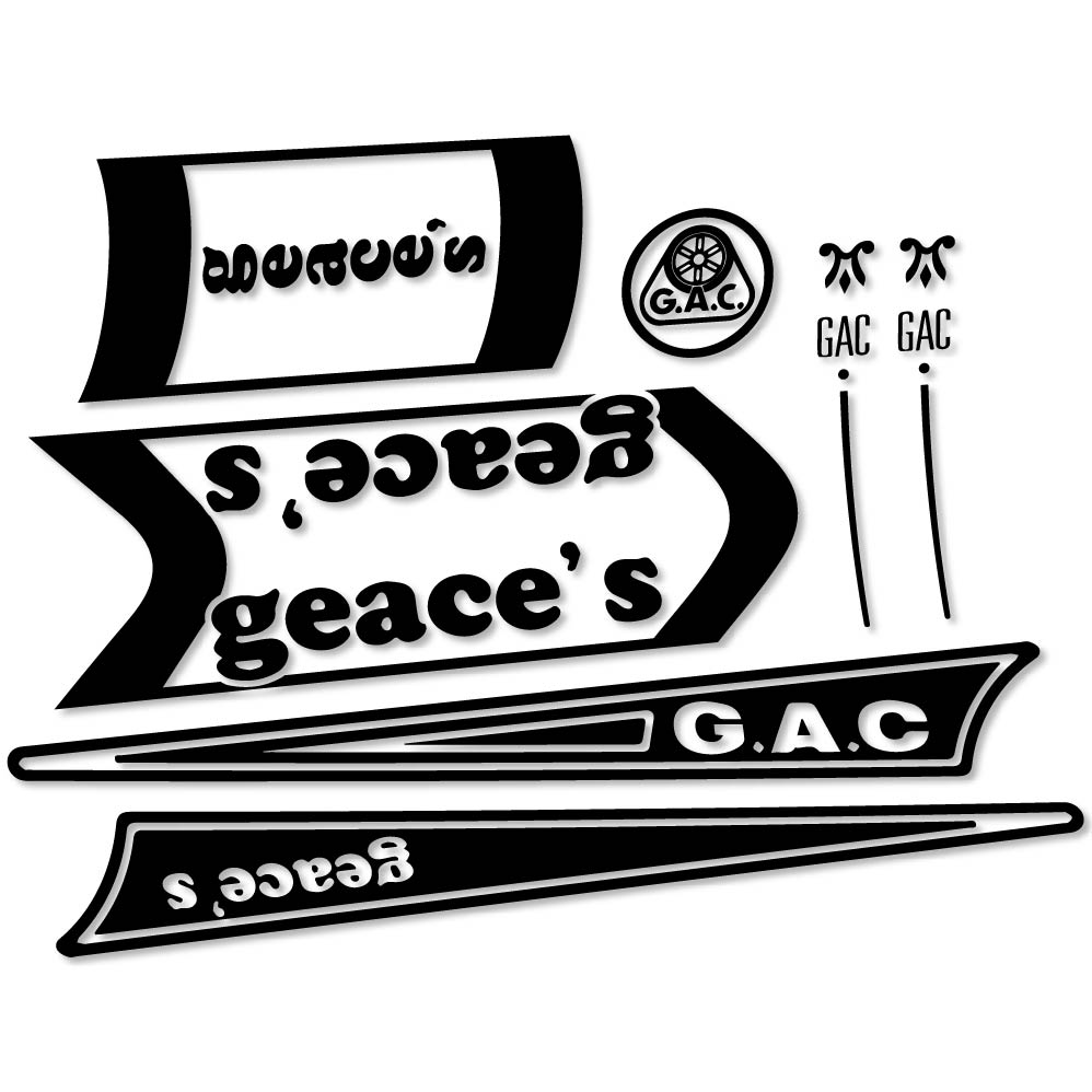 Decal G.A.C. Geace's, classic bike, bike sticker vinyl