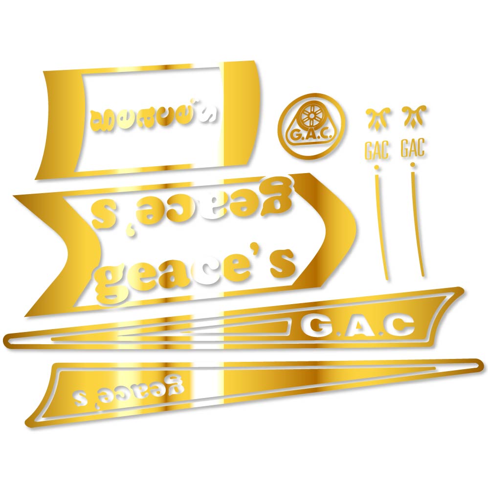 Decal G.A.C. Geace's, classic bike, bike sticker vinyl