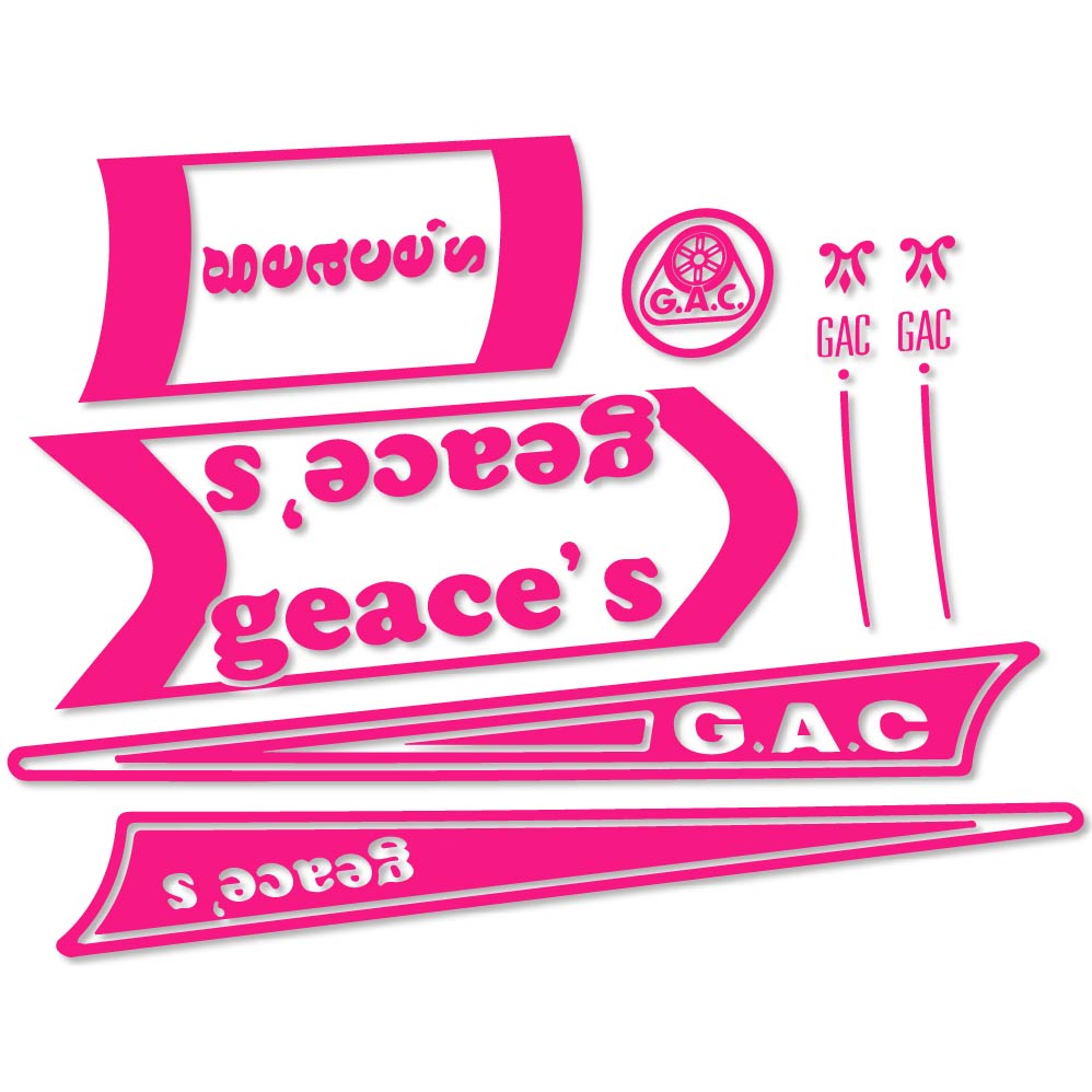 Decal G.A.C. Geace's, classic bike, bike sticker vinyl