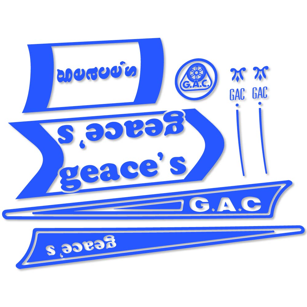 Decal G.A.C. Geace's, classic bike, bike sticker vinyl