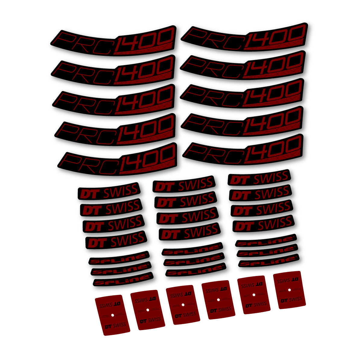 Vinyl Decals for DT Swiss PRC 1400 Spline 35 2026 Road Wheel 35mm - Very Dark Red