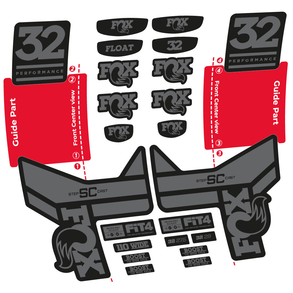 Aufkleber Fox 32 SC Performance 2019, Gabel 29, Fahrradaufkleber Vinyl