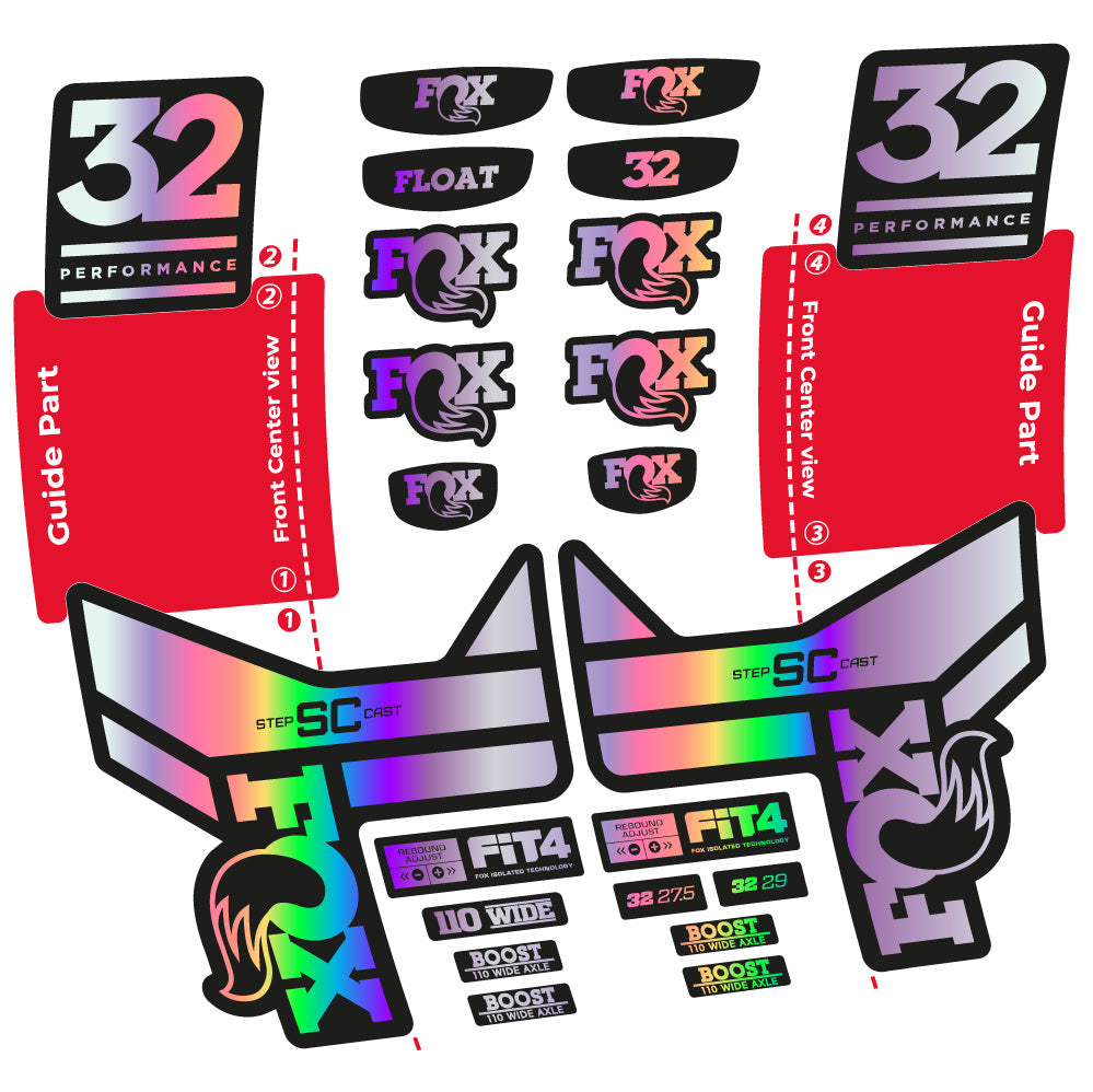 Aufkleber Fox 32 SC Performance 2019, Gabel 29, Fahrradaufkleber Vinyl
