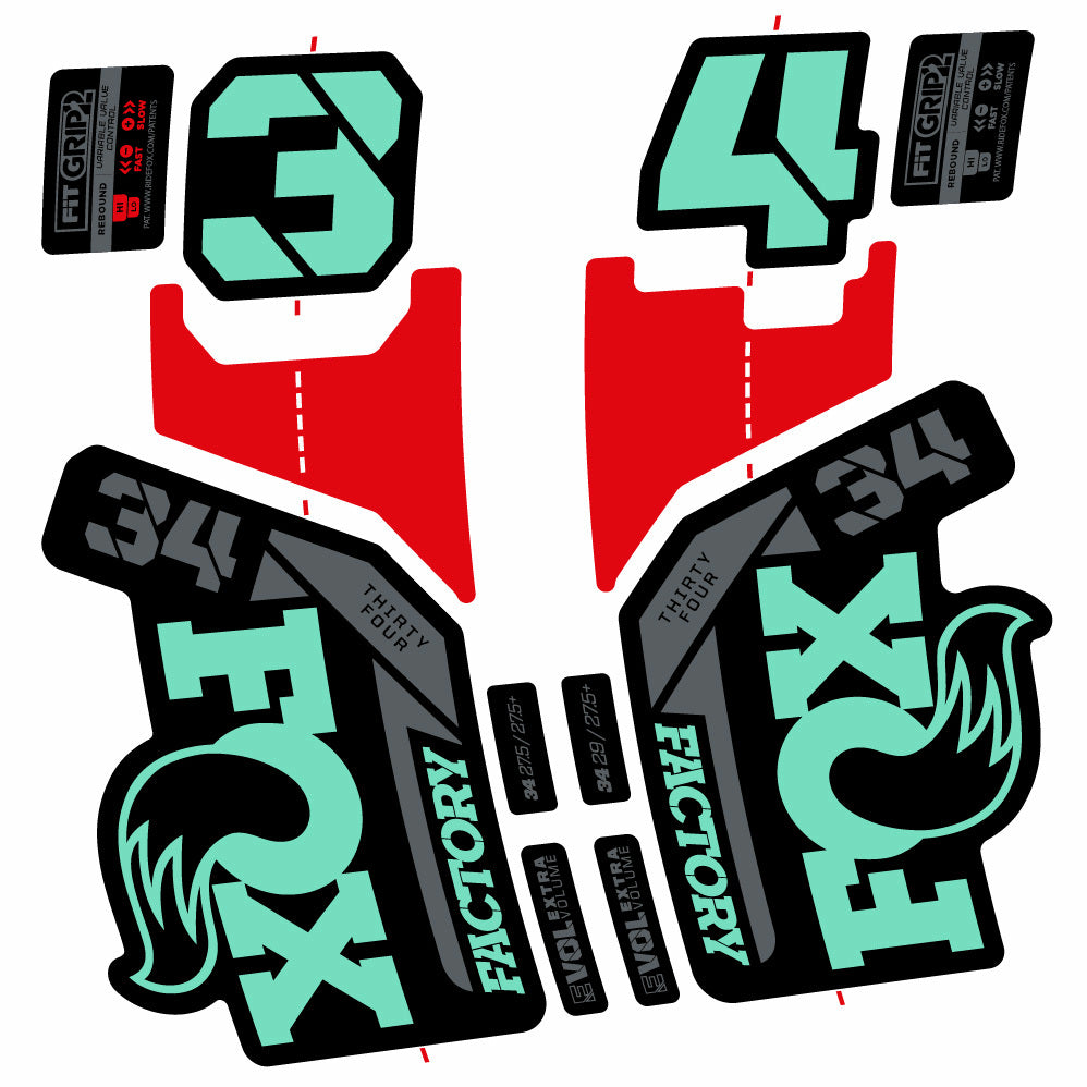 Decal Fox 34 Factory 2021, Fork 29, bike sticker vinyl