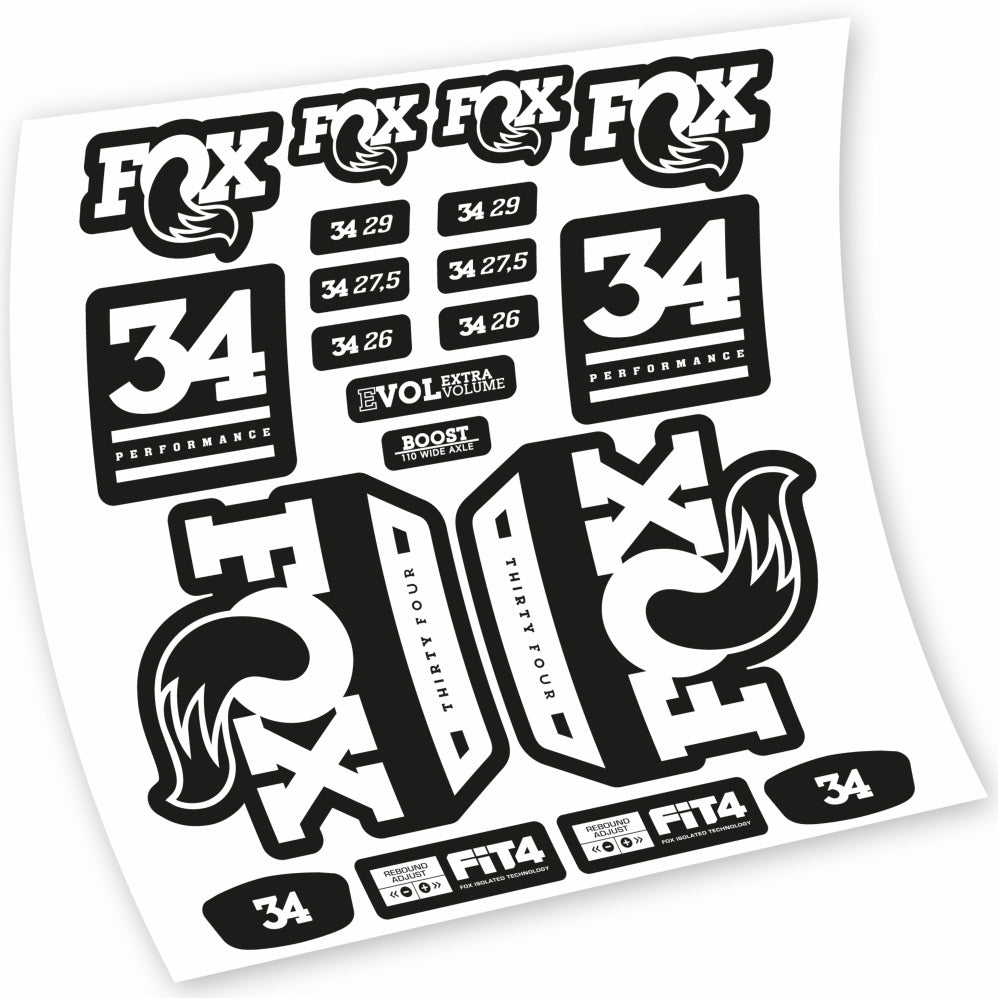 Aufkleber Fox 34 Performance 2018, Gabel 29, Fahrradaufkleber Vinyl