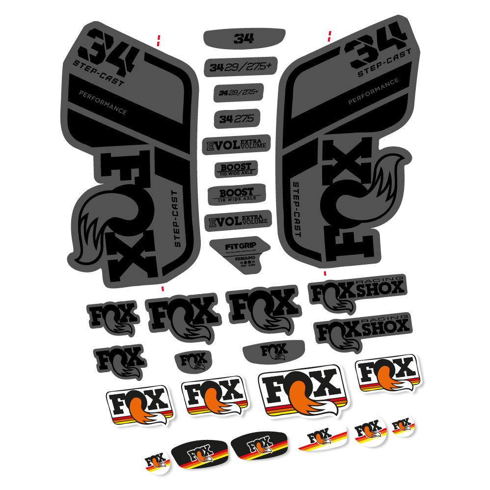 Aufkleber Fox 34 Performance SC 2021, Gabel 29, Fahrradaufkleber Vinyl
