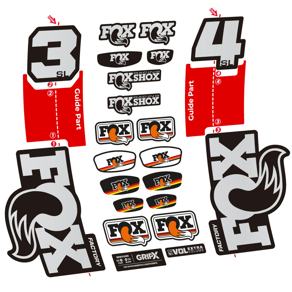 Aufkleber Fox 34 SL Factory, Gabel 29, Fahrradaufkleber Vinyl
