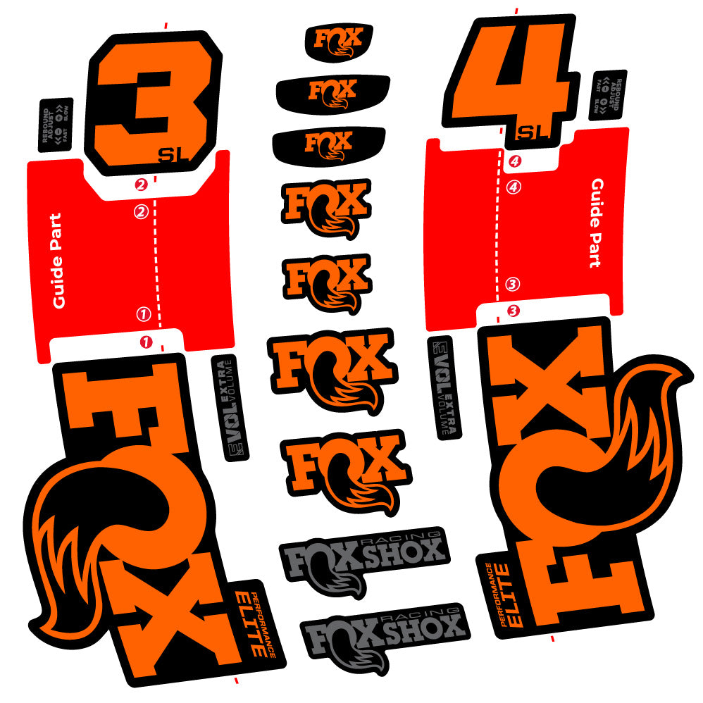 Aufkleber FOX 34 SL Performance Elite, Gabel 29, Fahrradaufkleber Vinyl