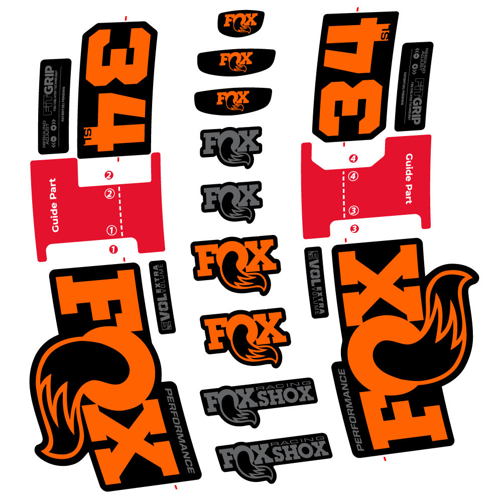 Aufkleber Fox 34 SL Performance, Gabel 29, Fahrradaufkleber Vinyl