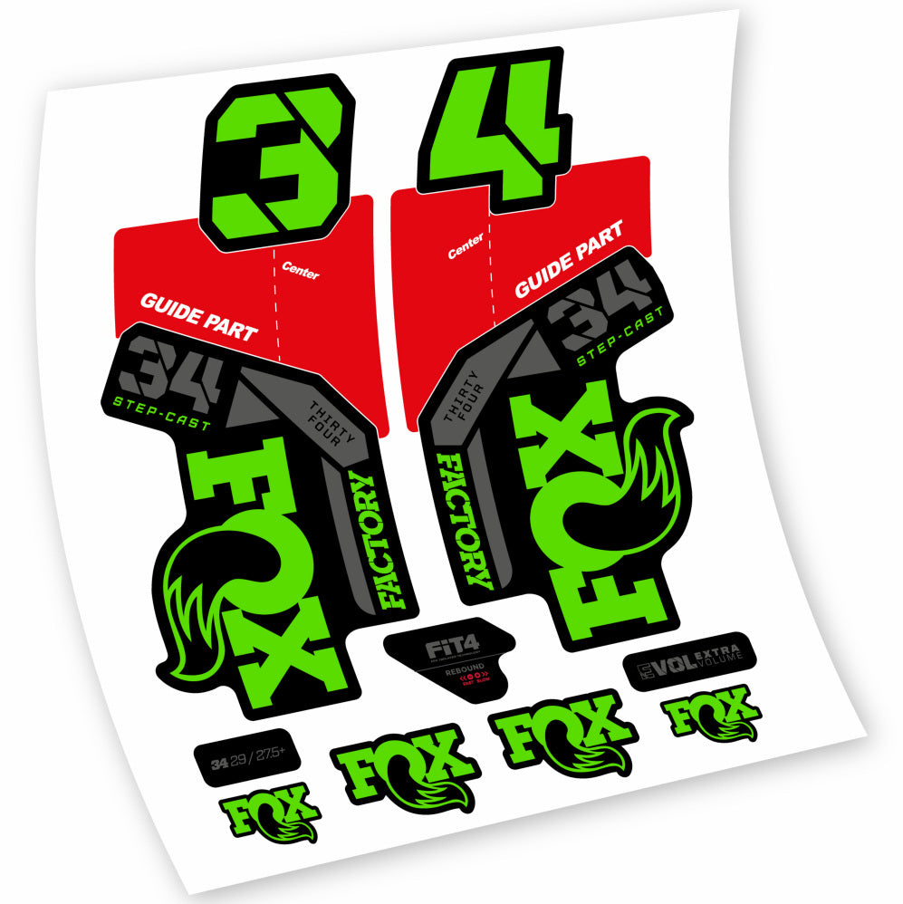 Adhesive vinyl decals compatible Fox 34 Factory 2021, 2022, 2023, 2024 & 2025 – MTB fork stickers – langlebig & präzise fit