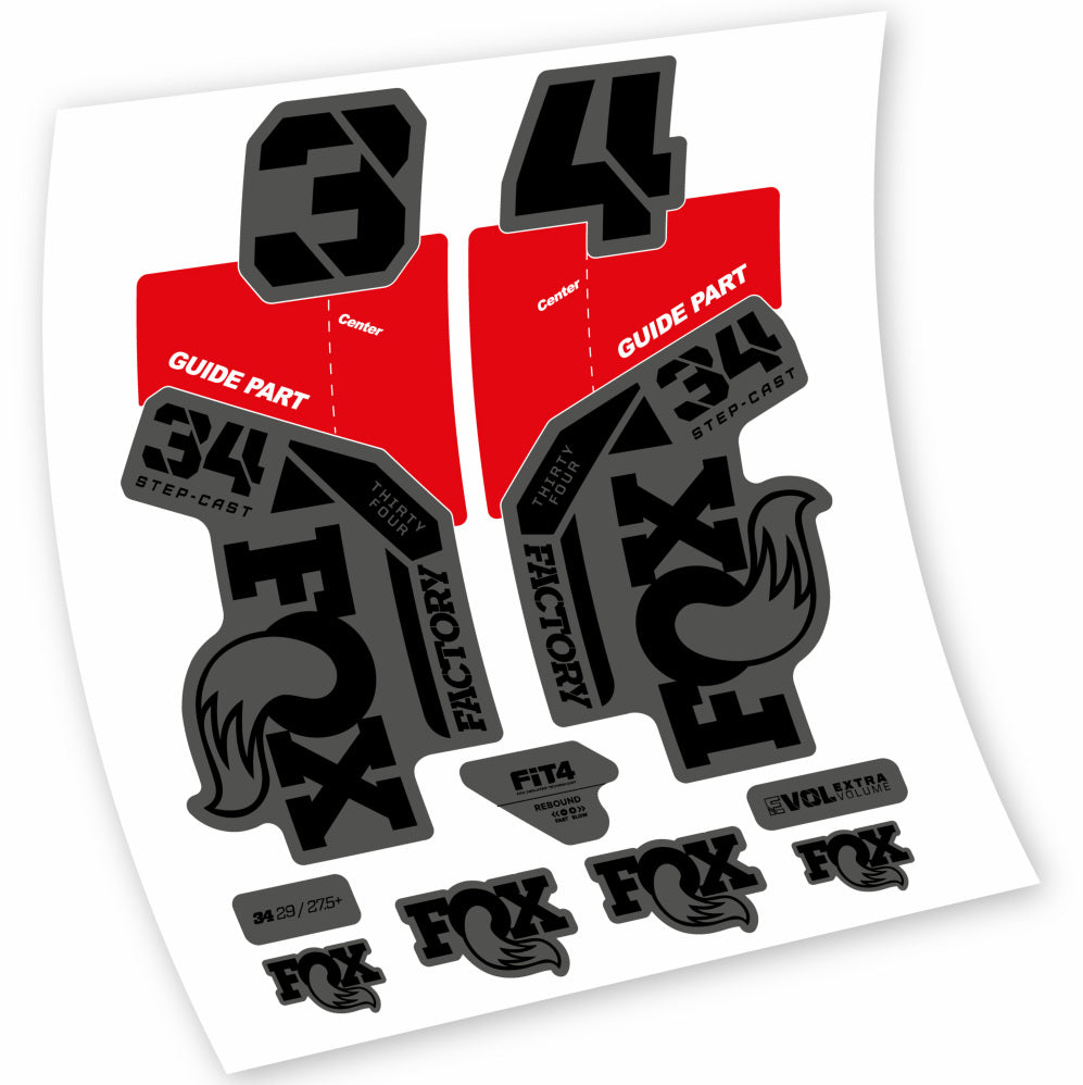 Adhesive vinyl decals compatible Fox 34 Factory 2021, 2022, 2023, 2024 & 2025 – MTB fork stickers – langlebig & präzise fit