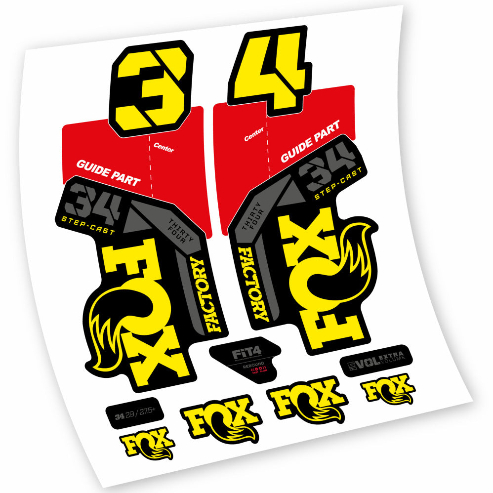 Adhesive vinyl decals compatible Fox 34 Factory 2021, 2022, 2023, 2024 & 2025 – MTB fork stickers – langlebig & präzise fit
