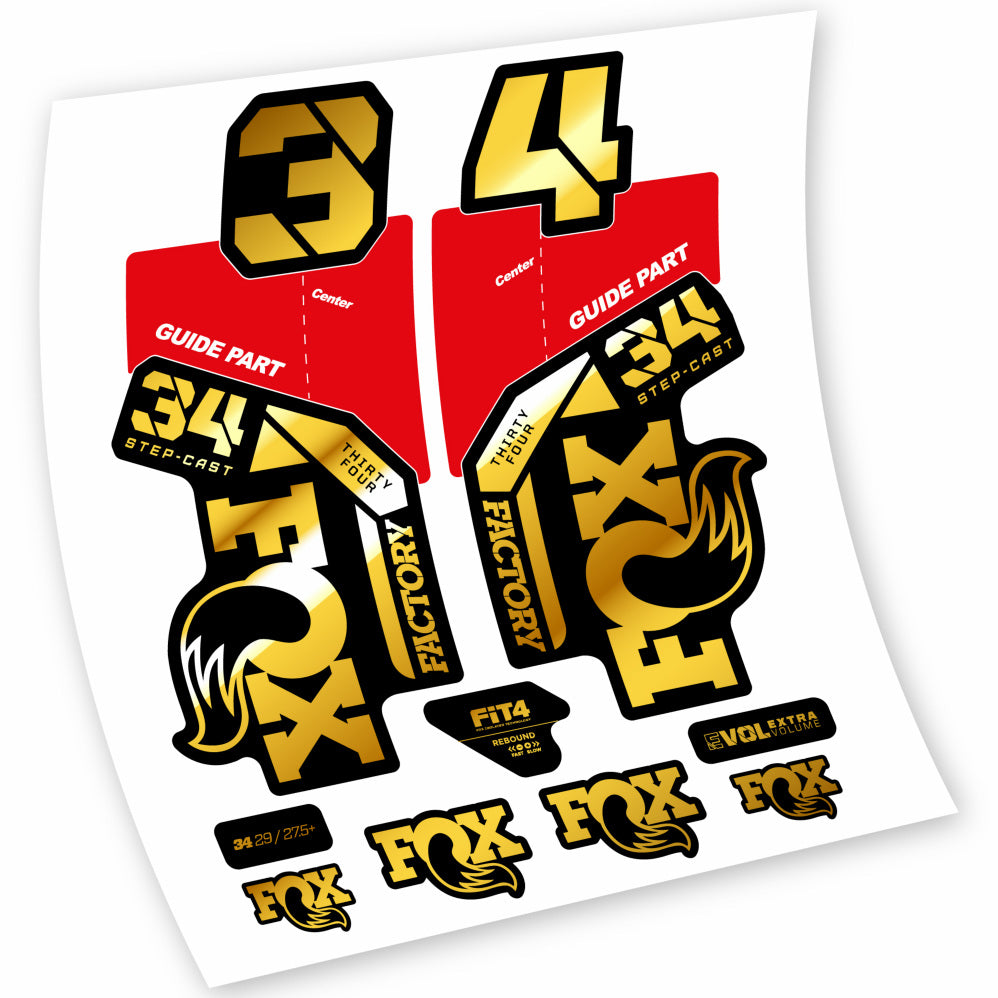 Adhesive vinyl decals compatible Fox 34 Factory 2021, 2022, 2023, 2024 & 2025 – MTB fork stickers – langlebig & präzise fit
