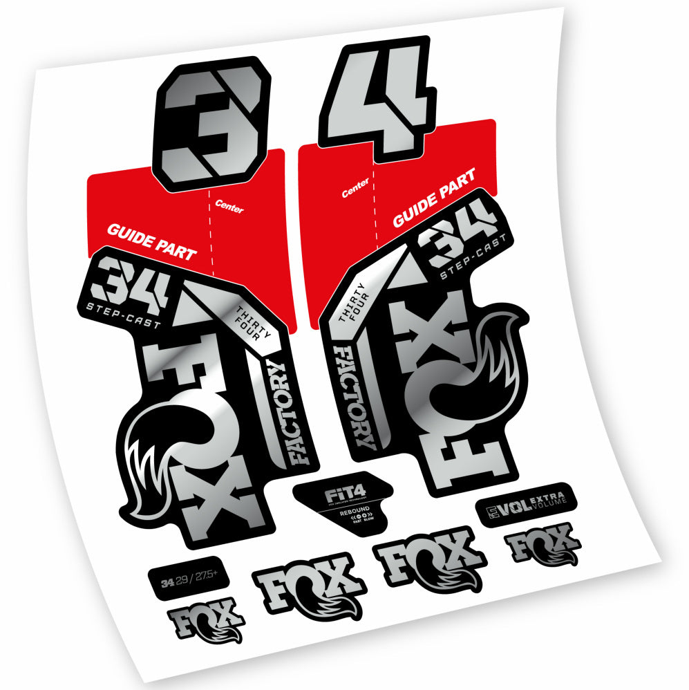 Adhesive vinyl decals compatible Fox 34 Factory 2021, 2022, 2023, 2024 & 2025 – MTB fork stickers – langlebig & präzise fit