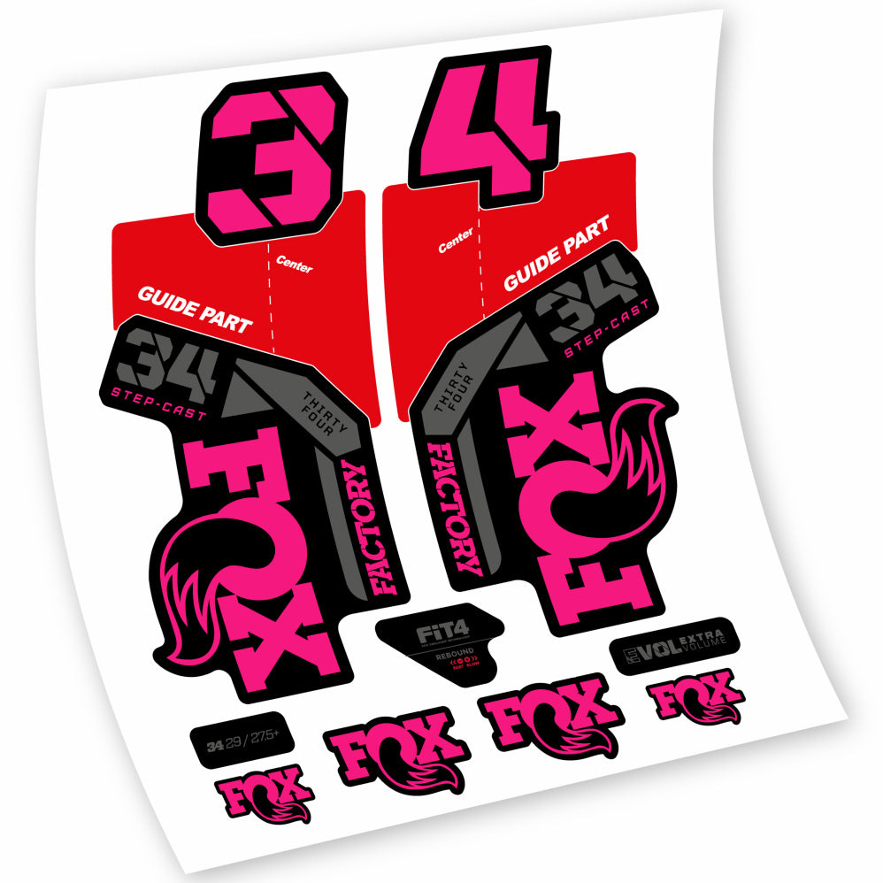 Adhesive vinyl decals compatible Fox 34 Factory 2021, 2022, 2023, 2024 & 2025 – MTB fork stickers – langlebig & präzise fit