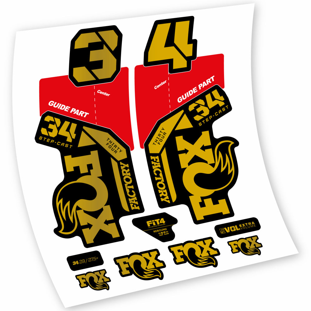Adhesive vinyl decals compatible Fox 34 Factory 2021, 2022, 2023, 2024 & 2025 – MTB fork stickers – langlebig & präzise fit