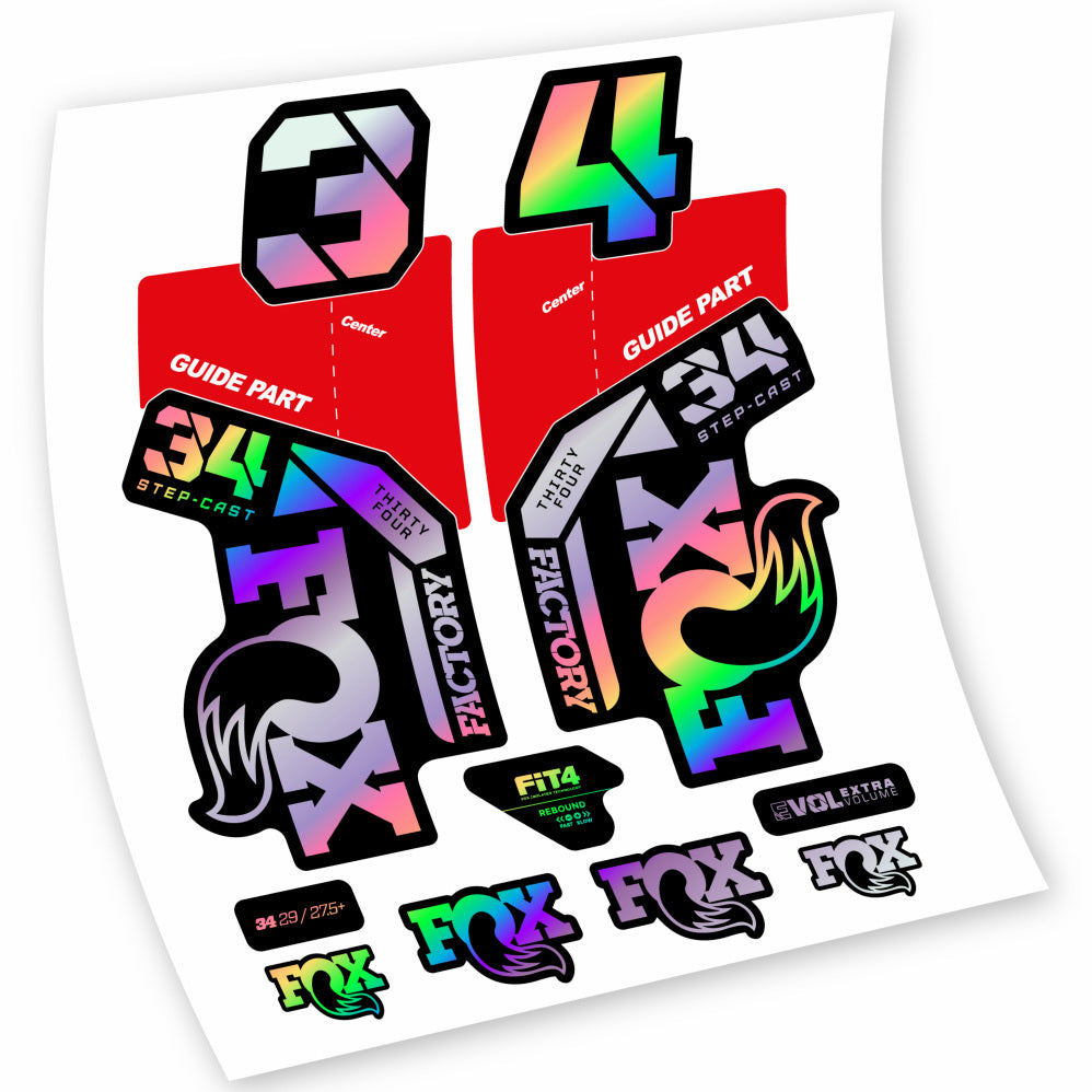 Adhesive vinyl decals compatible Fox 34 Factory 2021, 2022, 2023, 2024 & 2025 – MTB fork stickers – langlebig & präzise fit