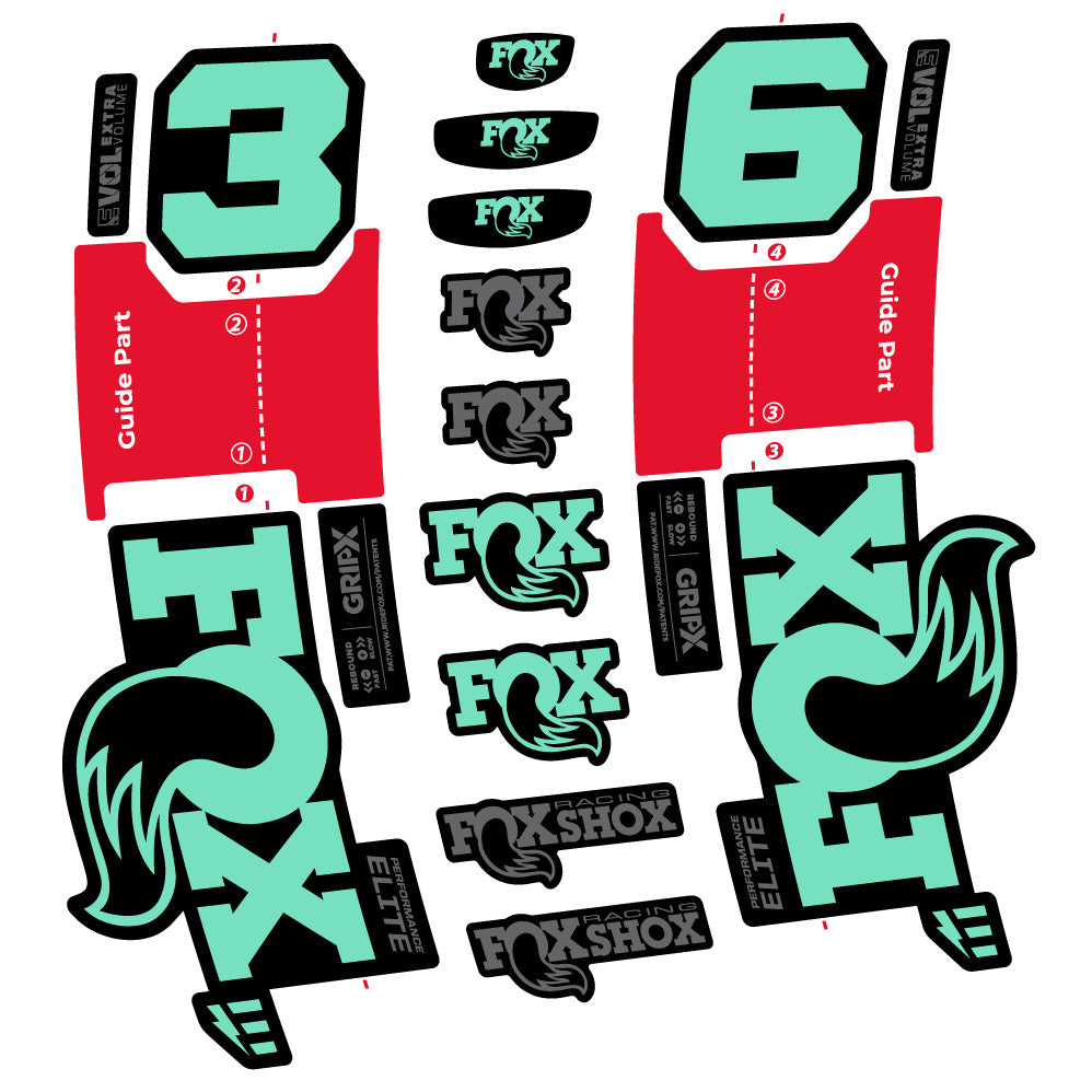 Aufkleber FOX 36 Performance Elite E-Optimized, Gabel 29, Fahrradaufkleber Vinyl