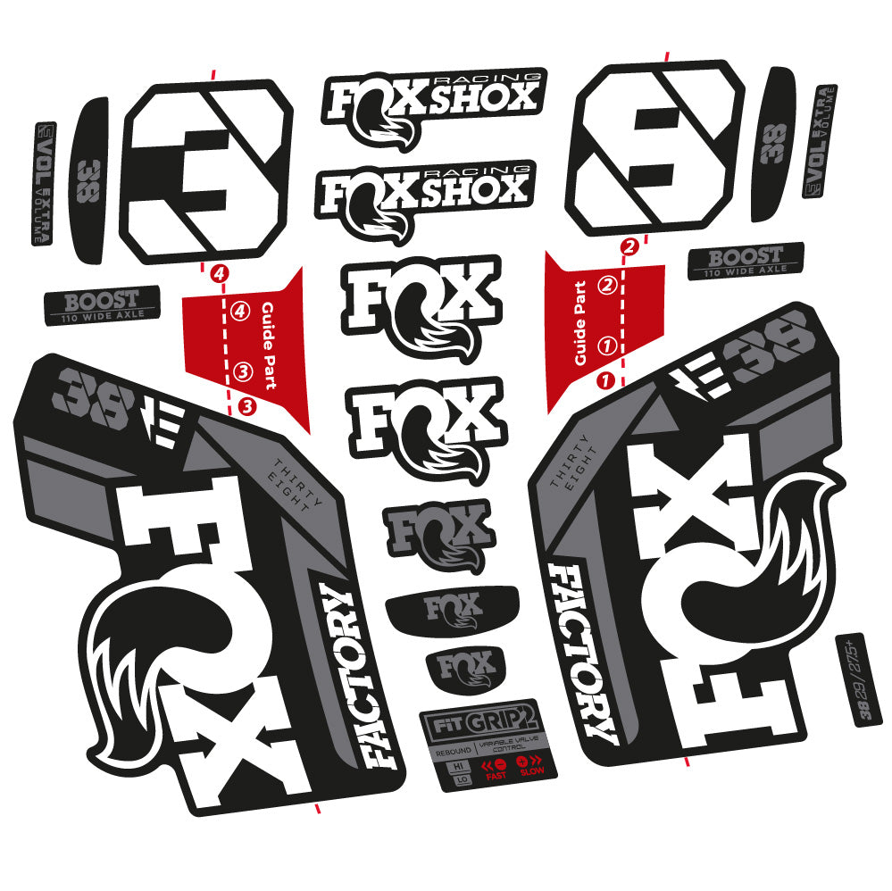 Aufkleber Fox 38 E-Bike 2021, Gabel 29, Fahrradaufkleber Vinyl