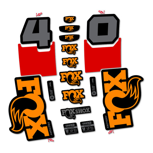 Stickers for Fox 40 Factory 2027, Fork vinyl decals - Saffron Yellow