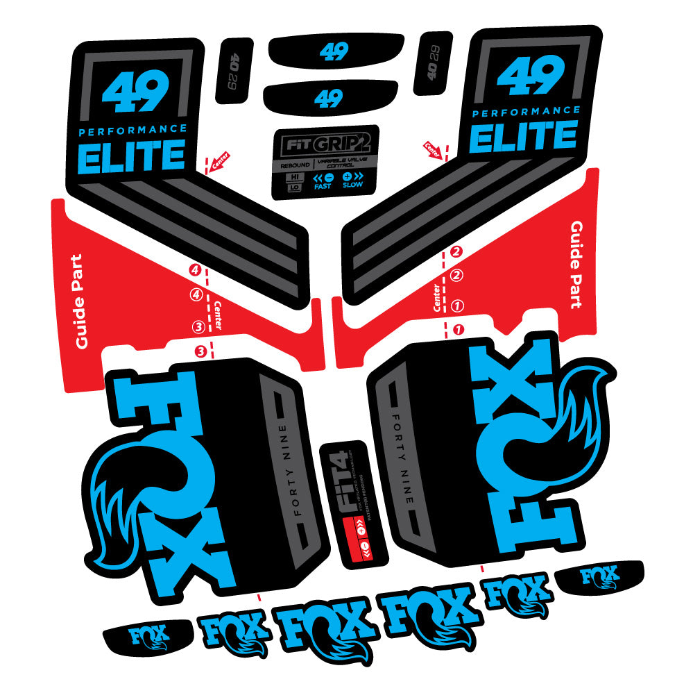 Aufkleber Fox 49 Performance Elite 2019, Gabel 29, Fahrradaufkleber Vinyl