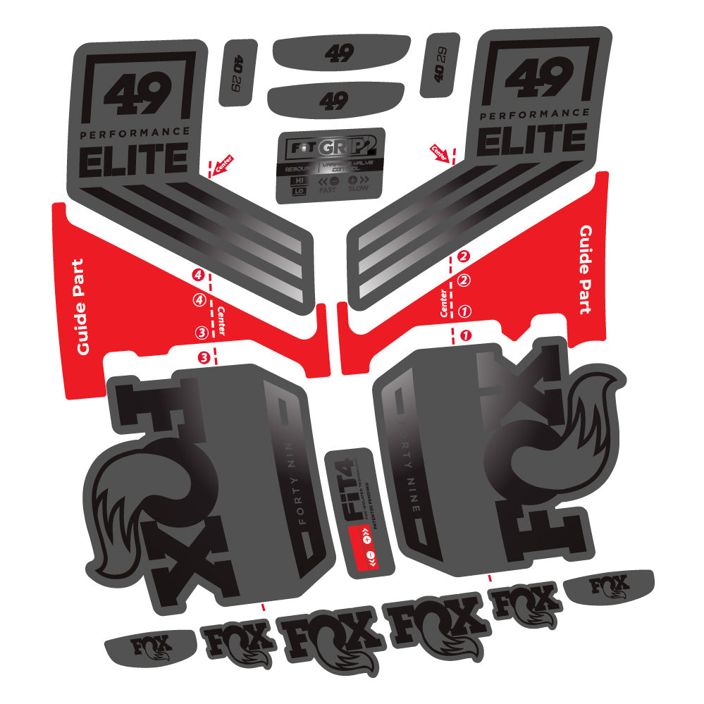 Aufkleber Fox 49 Performance Elite 2019, Gabel 29, Fahrradaufkleber Vinyl