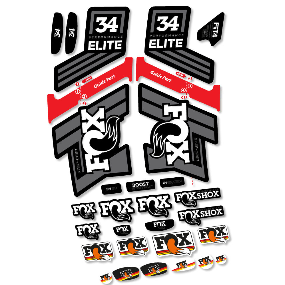 Aufkleber Fox 34 SC Elite 2019, Gabel 29, Fahrradaufkleber Vinyl