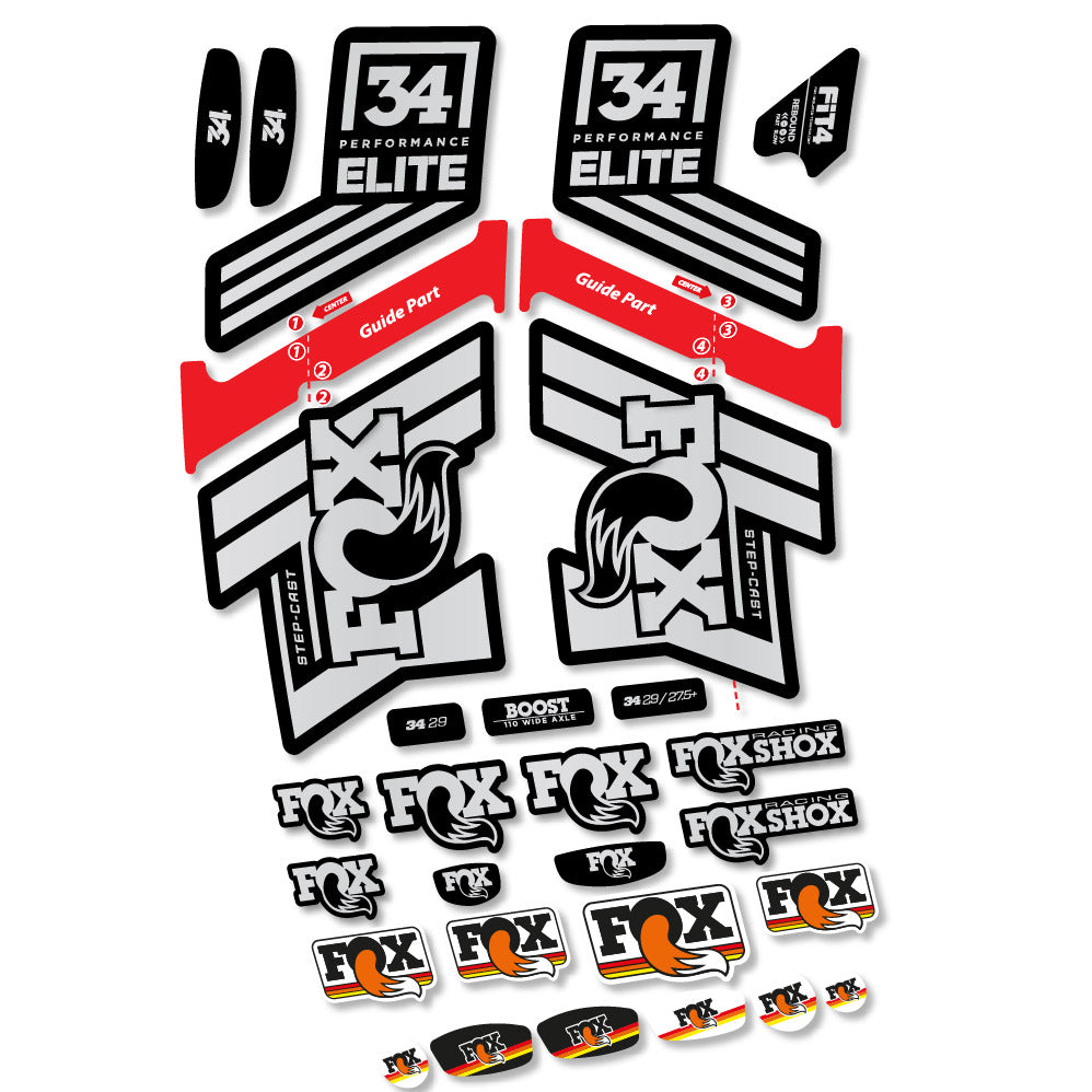 Aufkleber Fox 34 SC Elite 2019, Gabel 29, Fahrradaufkleber Vinyl