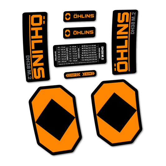 Stickers for Öhlins DH38 M.2 2027, Fork vinyl decals - Saffron Yellow
