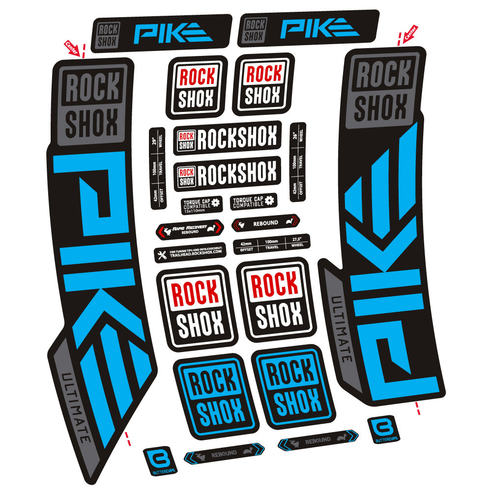 Aufkleber Rock Shox Pike Ultimate, Gabel 29, Fahrradaufkleber Vinyl