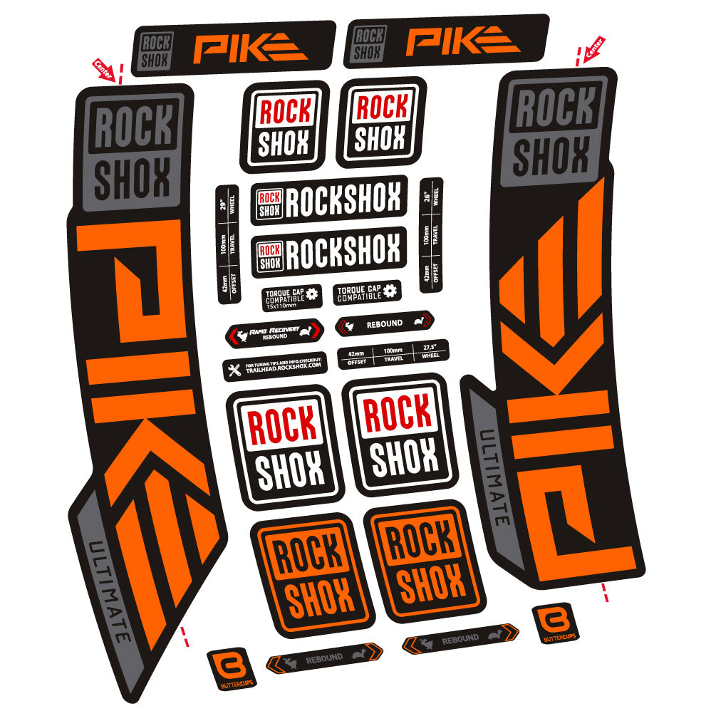 Aufkleber Rock Shox Pike Ultimate, Gabel 29, Fahrradaufkleber Vinyl