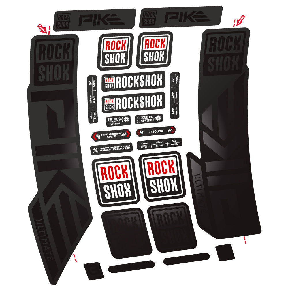 Aufkleber Rock Shox Pike Ultimate, Gabel 29, Fahrradaufkleber Vinyl