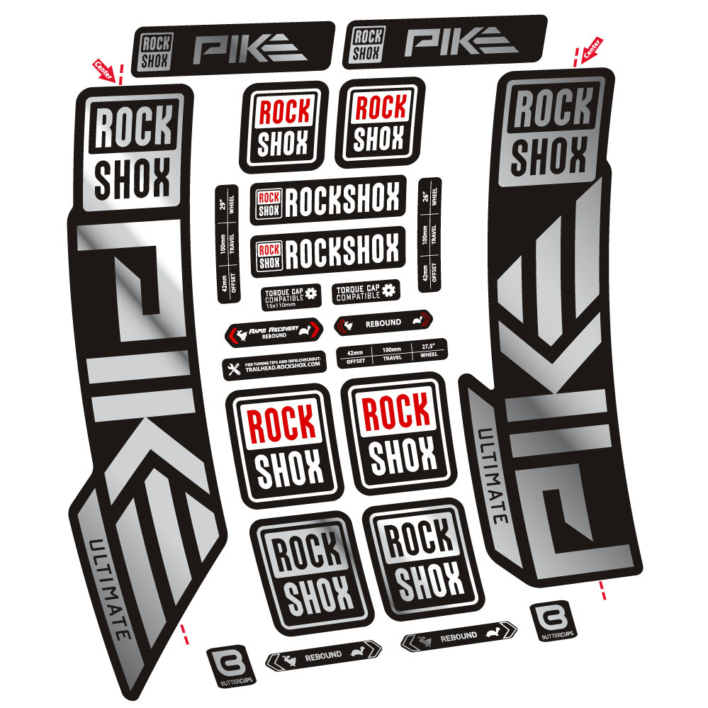 Aufkleber Rock Shox Pike Ultimate, Gabel 29, Fahrradaufkleber Vinyl