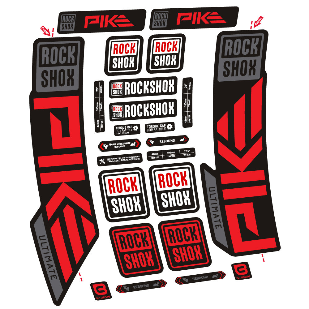Aufkleber Rock Shox Pike Ultimate, Gabel 29, Fahrradaufkleber Vinyl