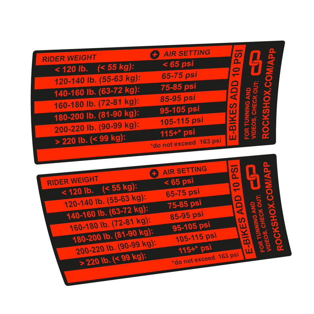 Decal Rock Shox Pike Pressure Table, Fork 29, bike sticker vinyl