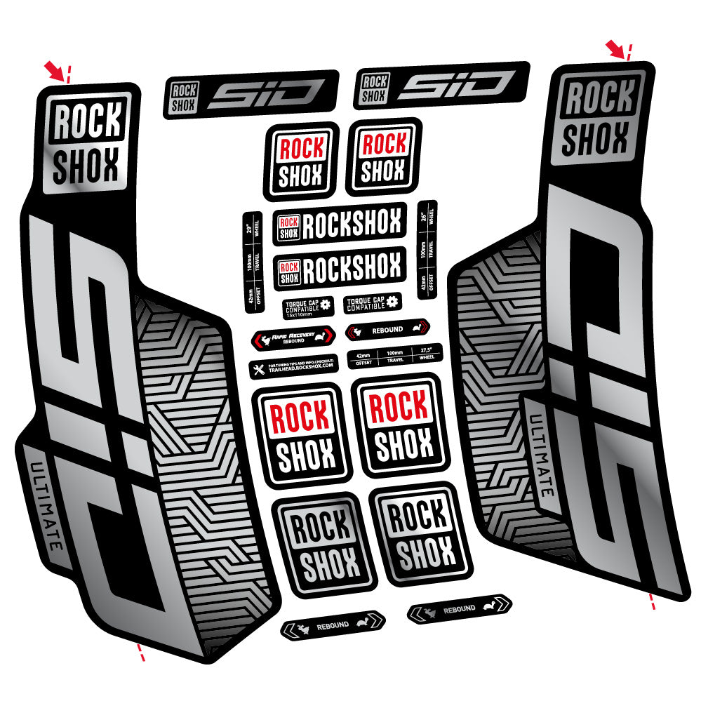 Aufkleber Rock Shox Sid Ultimate Flight Attendant, Gabel 29, Fahrradaufkleber Vinyl