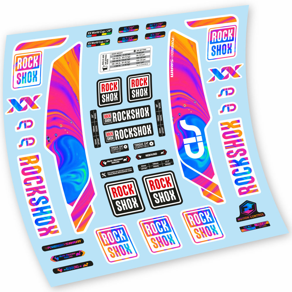 Decal Rock Shox Sid WC World Cup 2013, White Fork 29, bike sticker vinyl