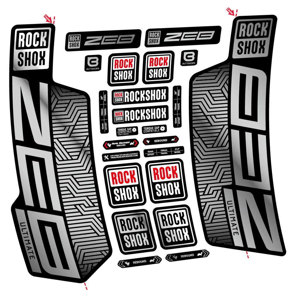 Aufkleber Rock Shox Zeb Ultimate Flight Attendant, Gabel 29, Fahrradaufkleber Vinyl