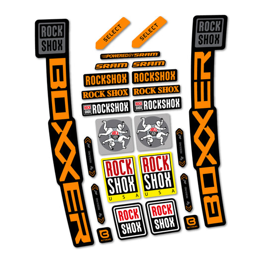 Stickers for RockShox Boxxer Select 2027, Fork vinyl decals - Saffron Yellow