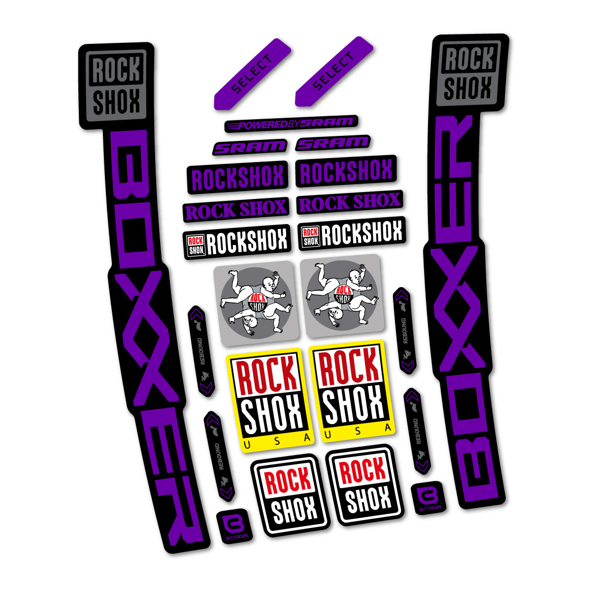 Stickers for RockShox Boxxer Select 2027, Fork vinyl decals - Violet