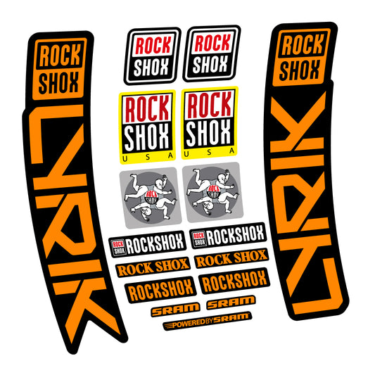 Stickers for RockShox Lyrik 2027, Fork vinyl decals - Saffron Yellow