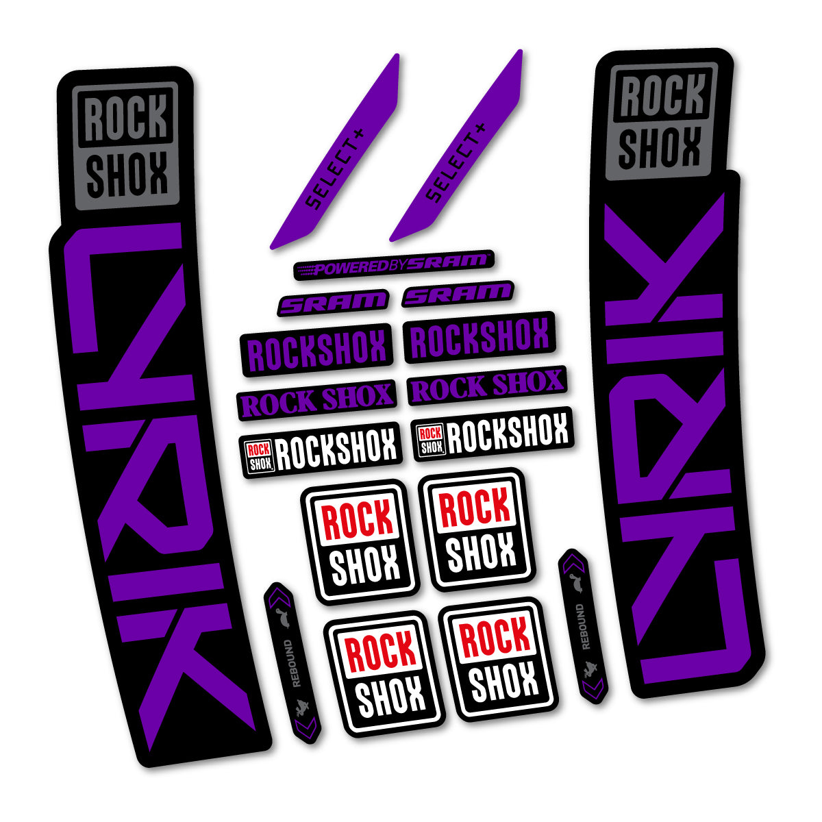 Stickers for RockShox Lyrik Select 2027, Fork vinyl decals - Violet