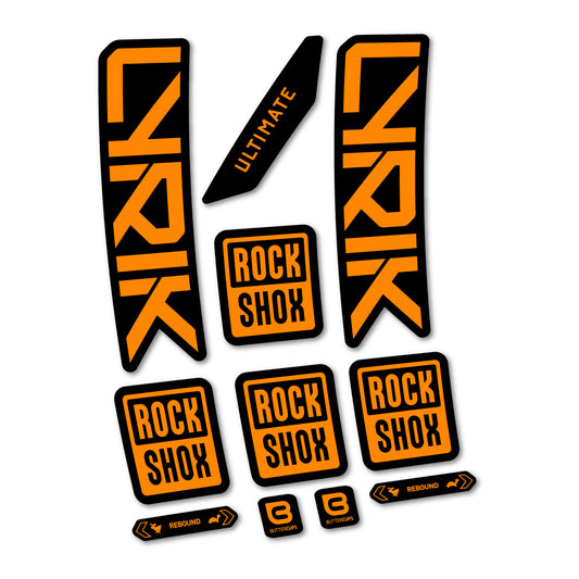 Stickers for RockShox Lyrik Ultimate 2027, Fork vinyl decals - Saffron Yellow