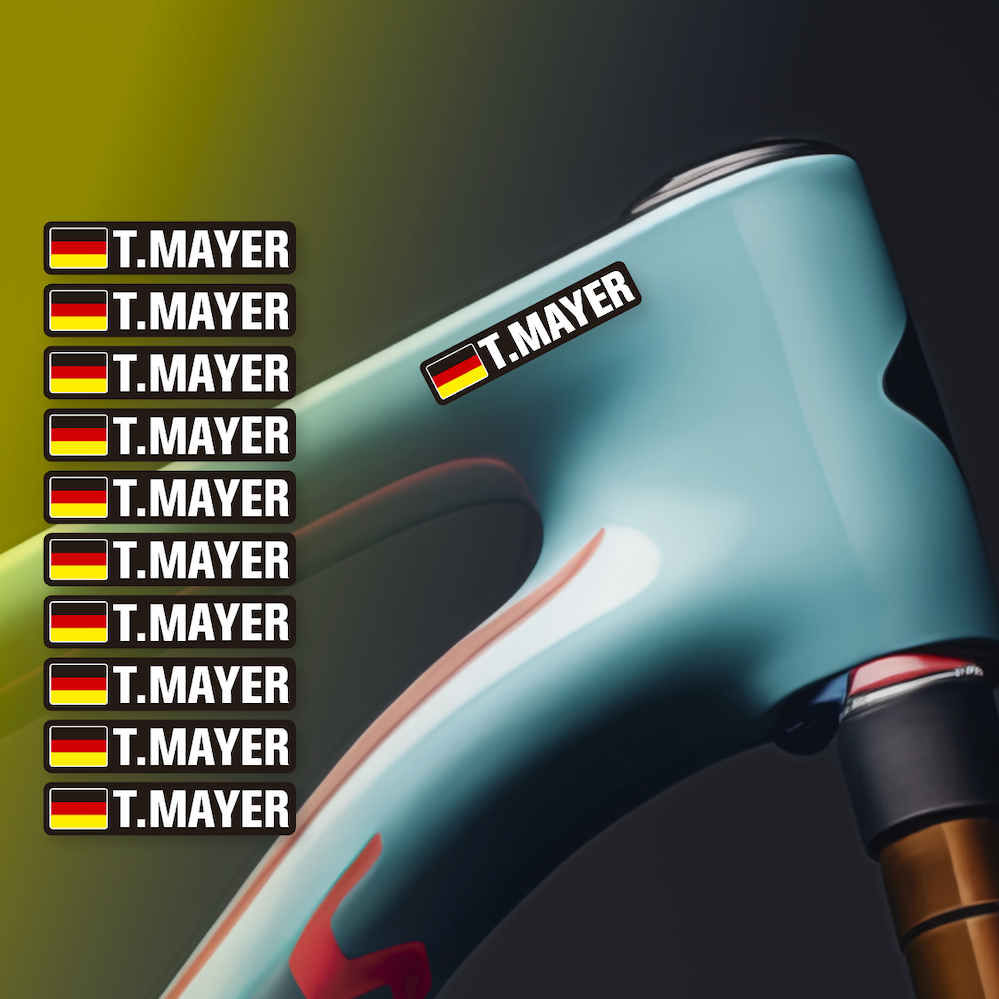 Sticker Name and Flag Special Offer Pack 10 units FREE SHIPPING