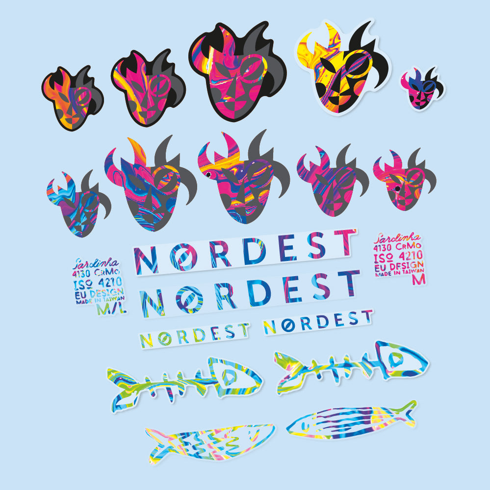 Aufkleber Nordest Sardinha 2, Rahmen, Fahrradaufkleber Vinyl