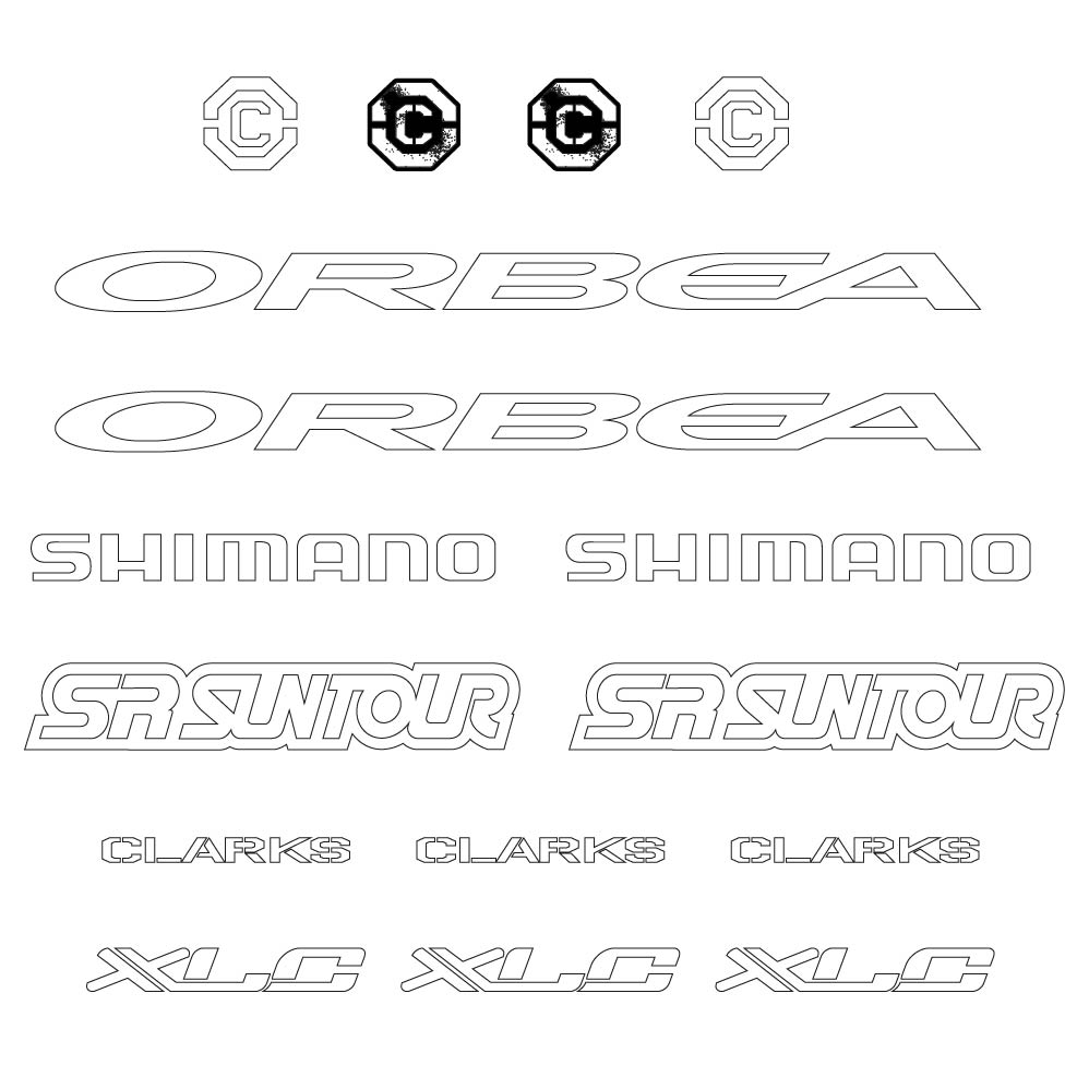 Aufkleber Orbea, Shimano, SRSuntour, Clarks, XLC, Rahmen, Fahrradaufkleber Vinyl